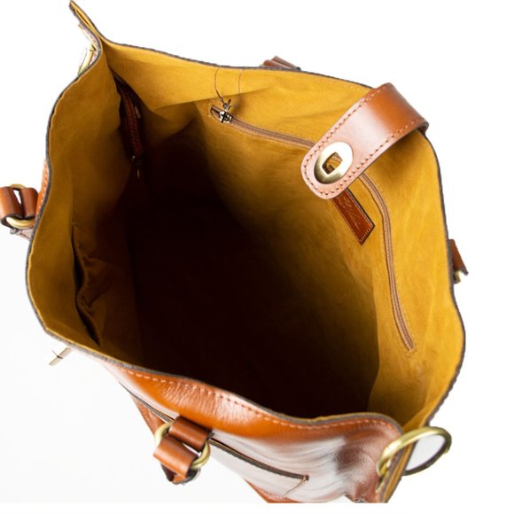 Patricia Nash Brown Tan Marseille Leather Grommet Tote Purse Shoulder Bag - Picture 11 of 16